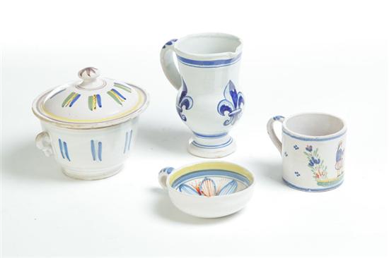 FOUR PIECES QUIMPER POTTERY. France