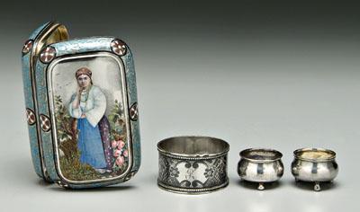 Four pieces Russian silver: