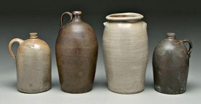 Four pieces salt glaze pottery: