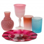 FOUR PIECES SATIN GLASS & A DU