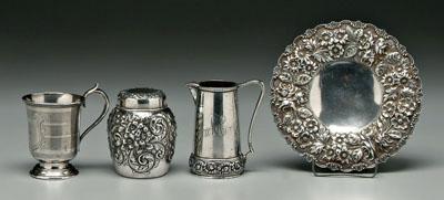 Four pieces silver hollowware: