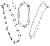 FOUR PIECES SILVER PEARL JEWEL