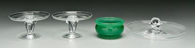 Four pieces Steuben: serving