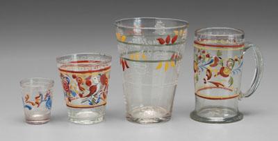 Four pieces Stiegel-type glass: