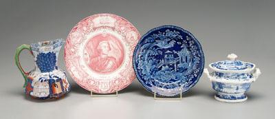 Four pieces transferware: plate