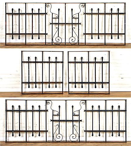FOUR PIECES WROUGHT IRON FENCING