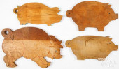 FOUR PIG CUTTING BOARDS<br>Fou