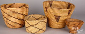 FOUR PIMA INDIAN COILED BASKET