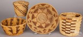 FOUR PIMA INDIAN COILED BASKET