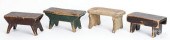 FOUR PINE FOOTSTOOLS, 19TH C.F