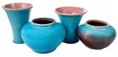 FOUR PISGAH FOREST POTTERY VAS