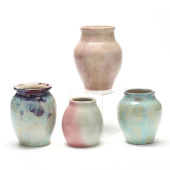 FOUR PISGAH FOREST POTTERY VAS