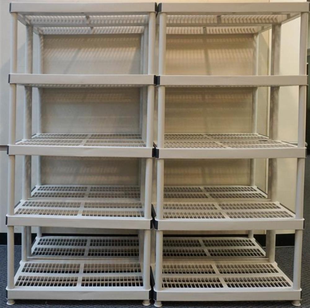 FOUR PLASTIC STORAGE SHELVESFour