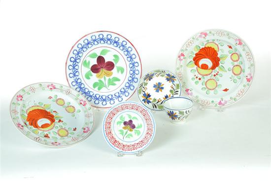 FOUR PLATES AND CUP AND SAUCER. 