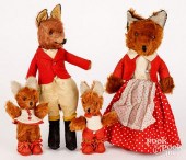 FOUR PLUSH DRESSED FOXESFour p
