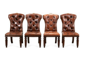FOUR POLO LEATHER SIDE CHAIRS