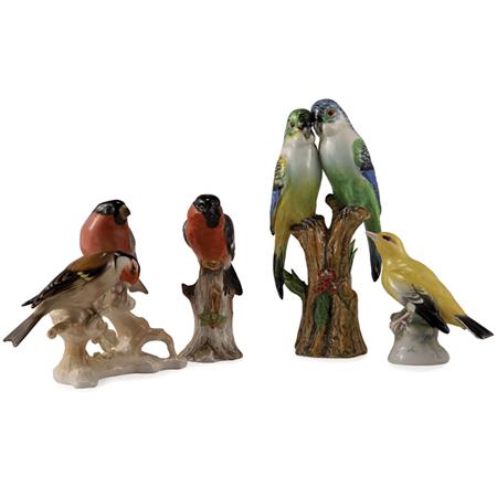 Four Porcelain Bird Groups and