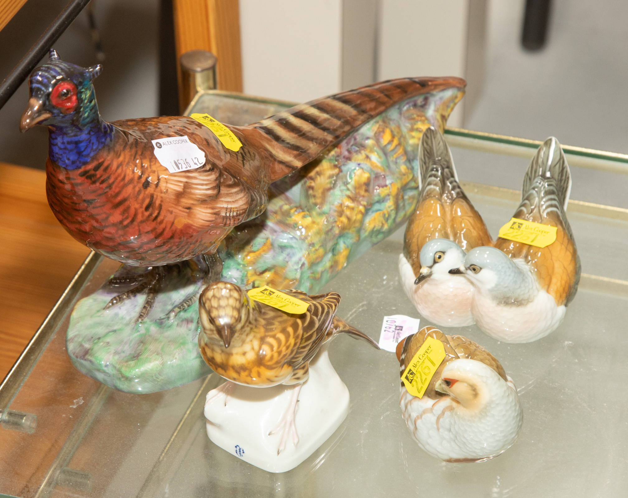 FOUR PORCELAIN BIRD GROUPS Includes
