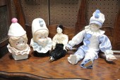 FOUR PORCELAIN CLOWNS.  Americ