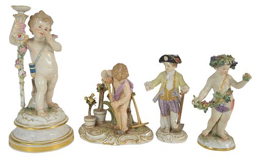 FOUR PORCELAIN FIGURES MARKED