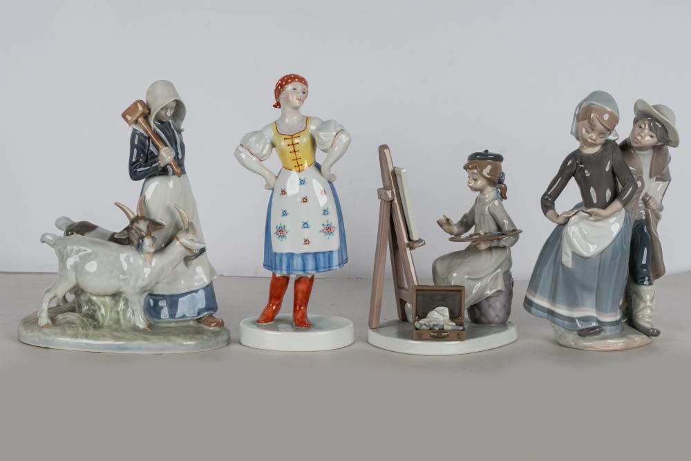 FOUR PORCELAIN GROUPSeach with