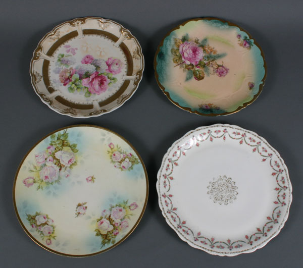 Four porcelain platters; floral and