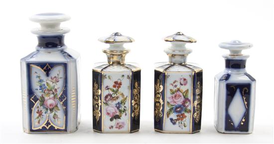 Four Porcelain Tea Caddies having