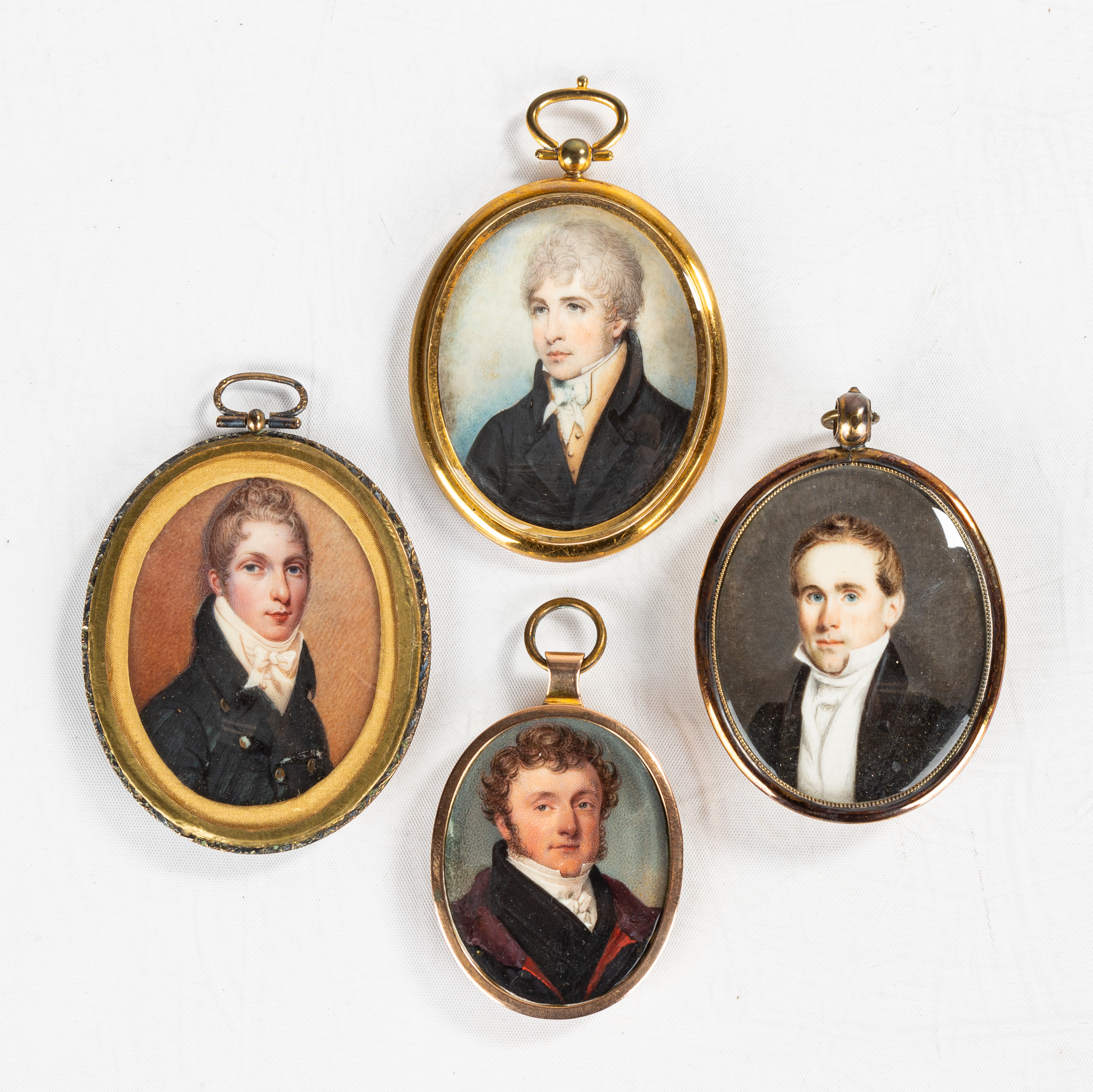 FOUR PORTRAIT MINIATURES 19th
