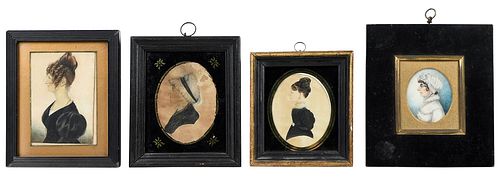 FOUR PORTRAIT MINIATURES OF