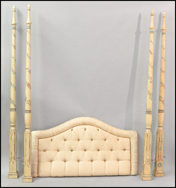 FOUR-POSTER PAINTED WOOD BED.