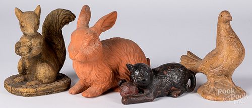 FOUR POTTERY AND COMPOSITION