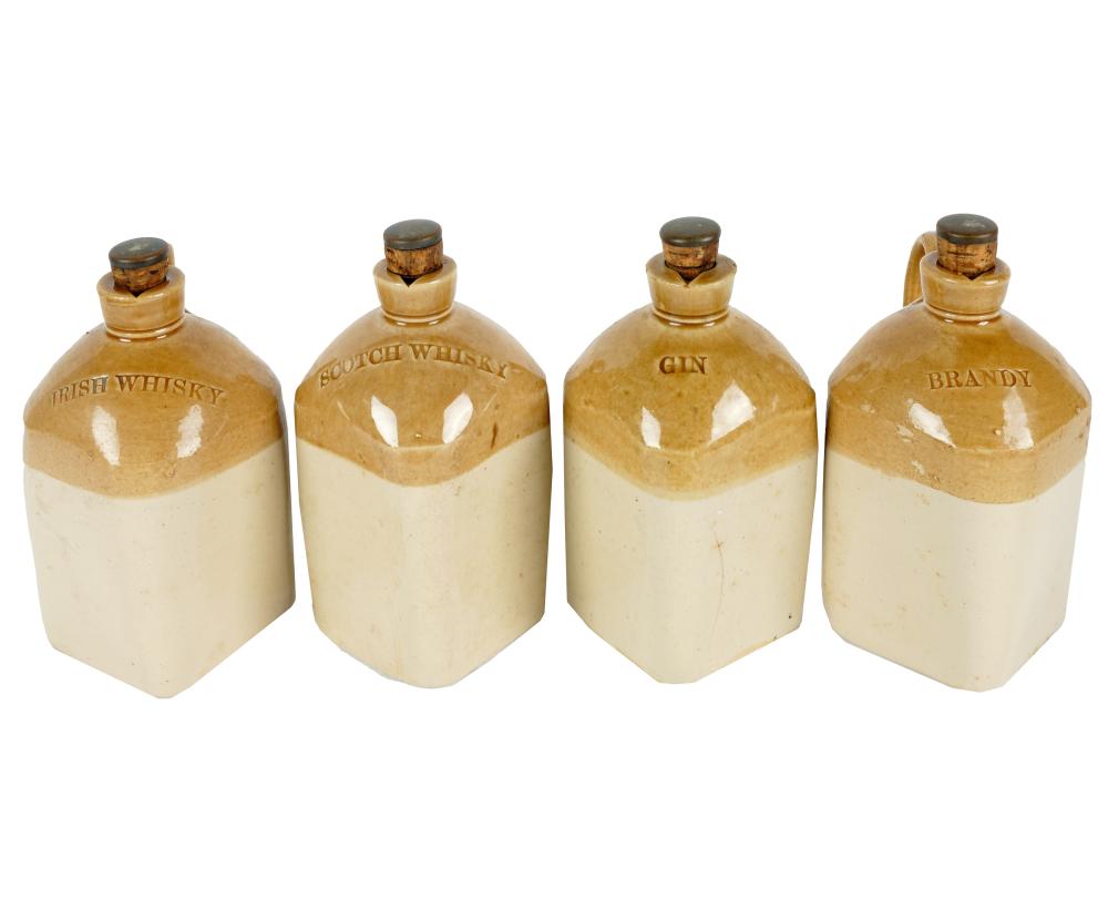 FOUR POTTERY LIQUOR JUGSunsigned;