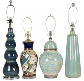 FOUR POTTERY TABLE LAMPSFour P