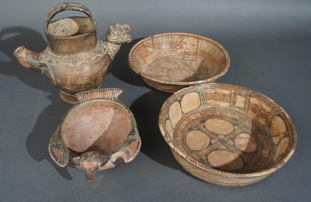 FOUR PRE-COLUMBIAN TYPE PAINTED