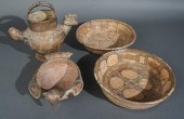 FOUR PRE-COLUMBIAN TYPE PAINTE
