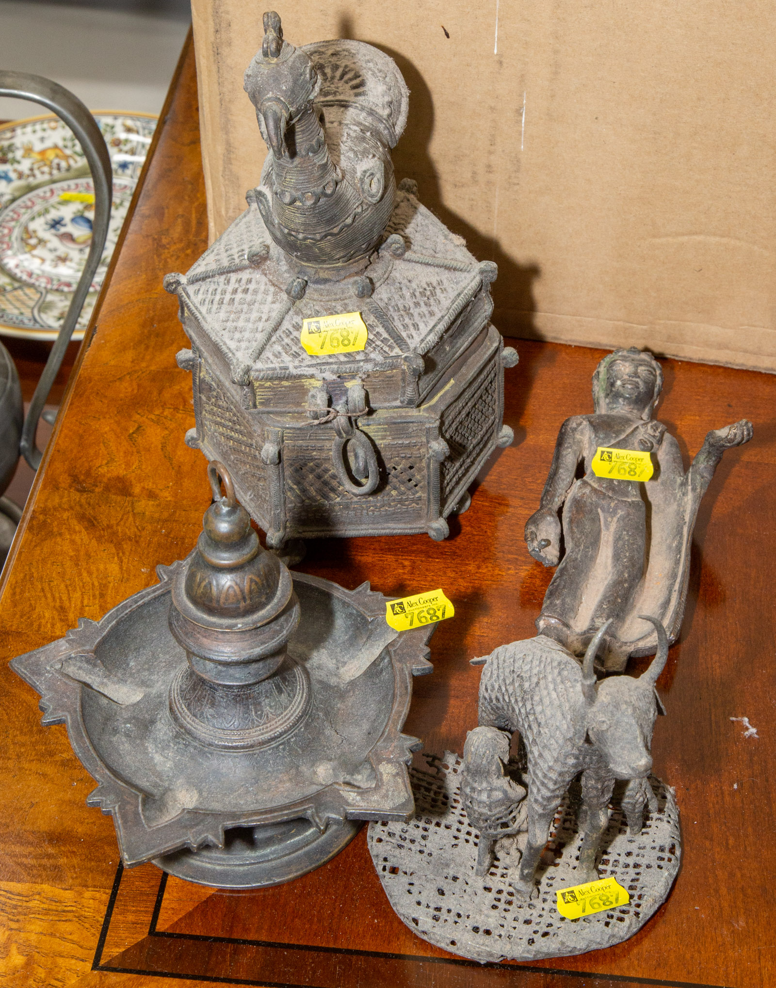 FOUR PRIMITIVE INDIAN BRONZE