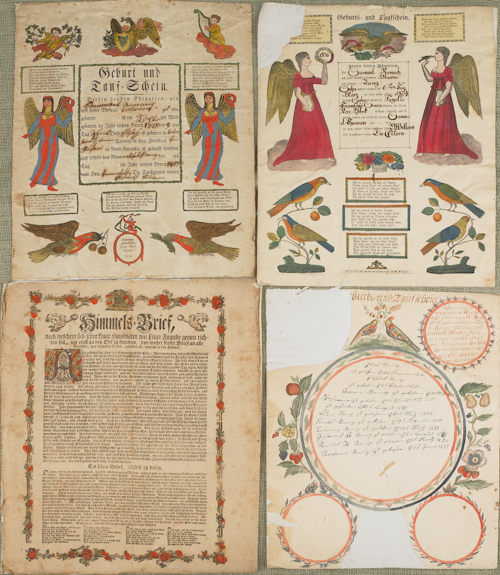 Four printed fraktur together