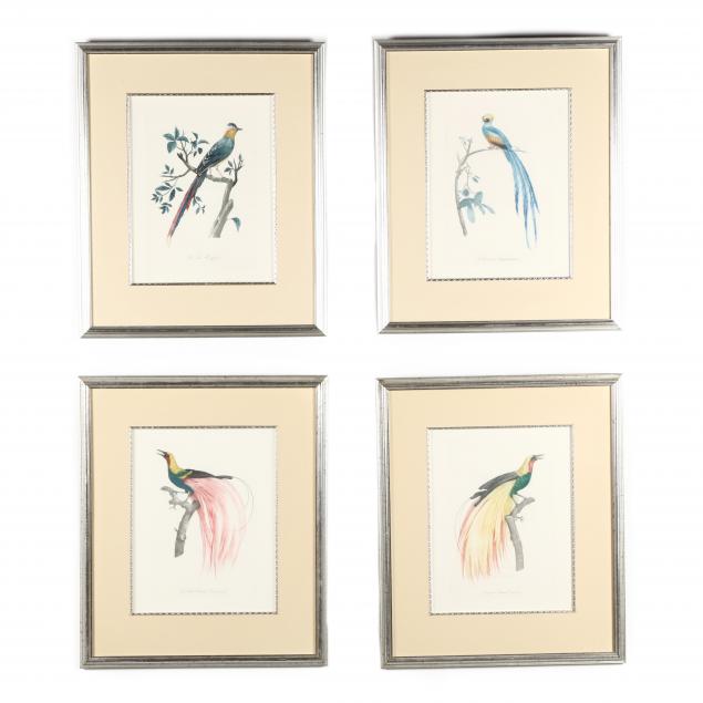 FOUR PRINTS OF COLORFULLY-PLUMED