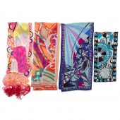FOUR PUCCI SILK SCARVES 1) A p