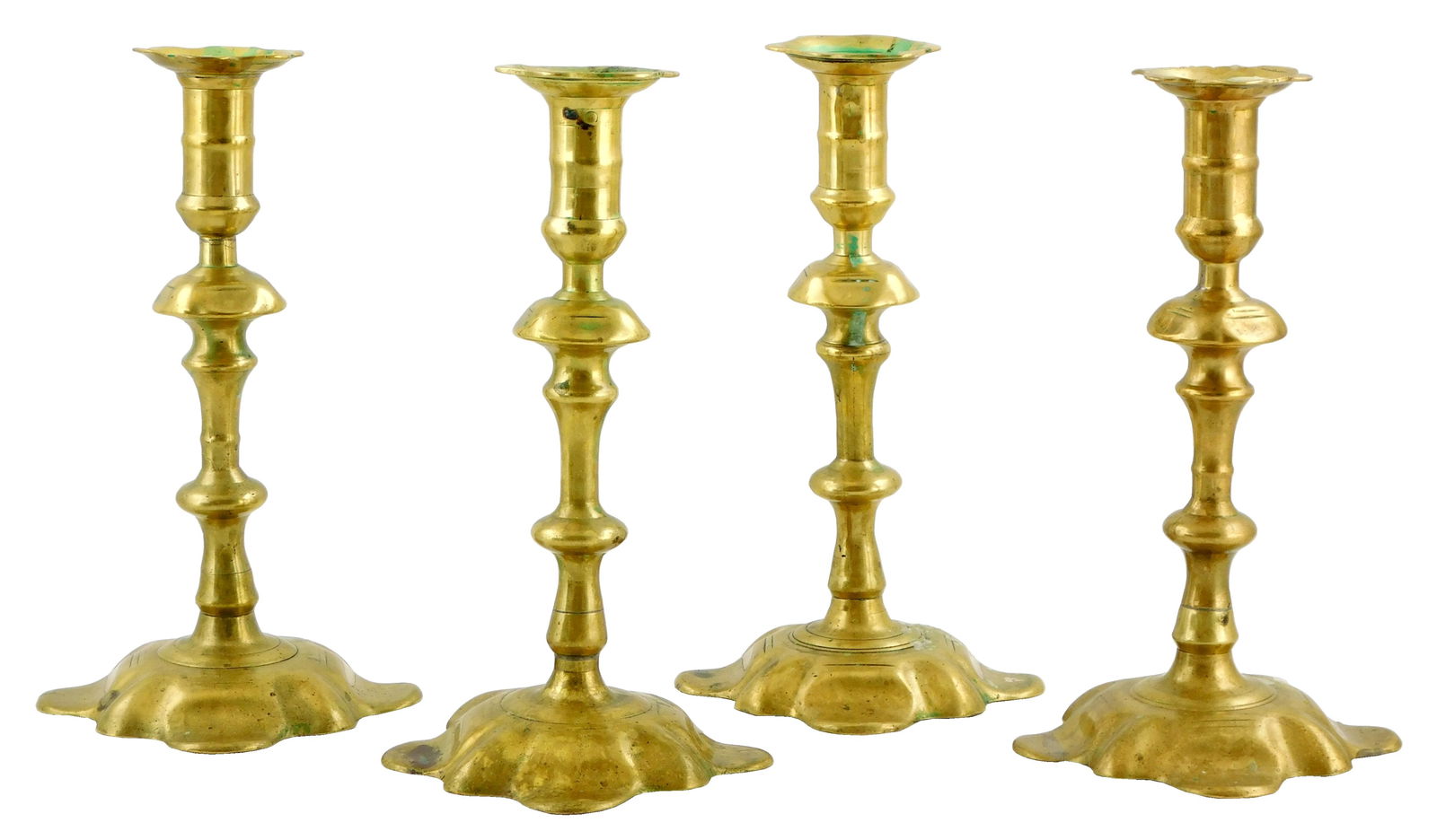 +FOUR QUEEN ANNE BRASS