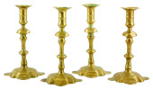 +FOUR QUEEN ANNE BRASS CANDLES