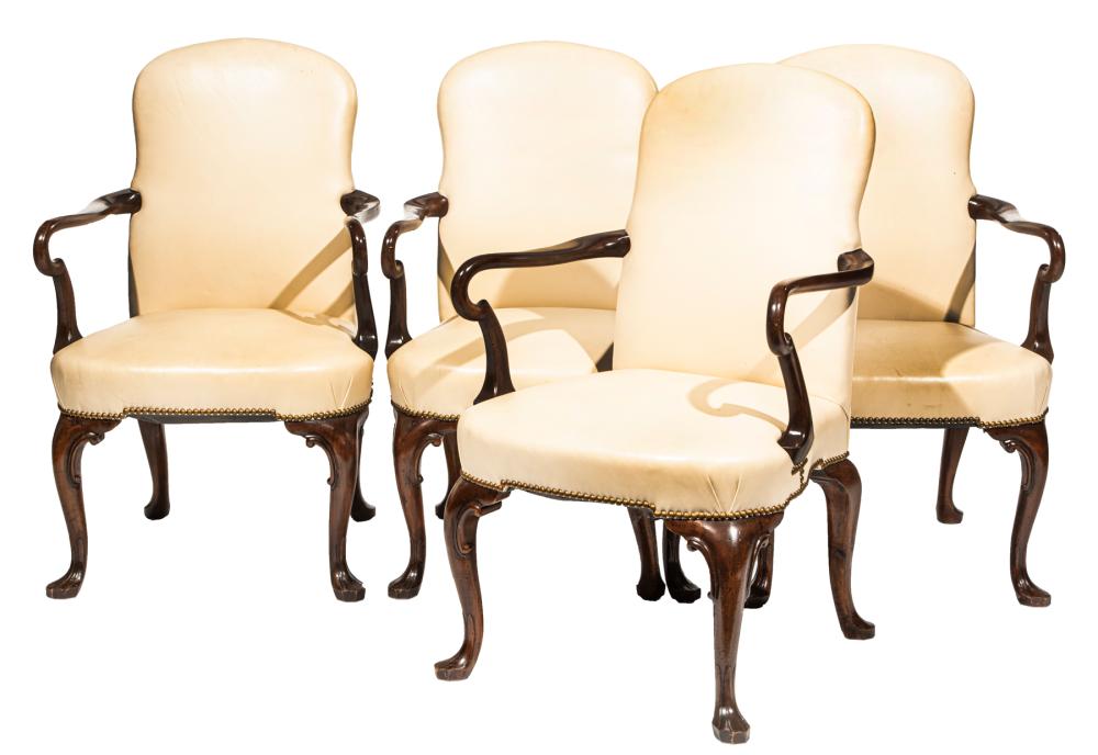 FOUR QUEEN ANNE-STYLE CARVED