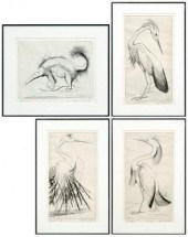 Four Ray H. French etchings (A