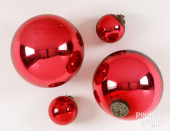 FOUR RED KUGEL CHRISTMAS ORNAM