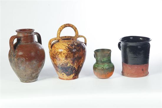 FOUR REDWARE JARS.  Probably