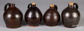 FOUR REDWARE JUGS, 19TH C.Four