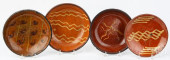FOUR REDWARE PLATES, 19TH C.<b
