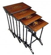 FOUR REGENCY BRASS INLAID NEST