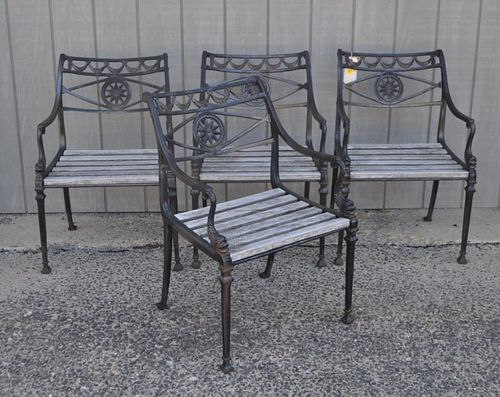 FOUR REGENCY STYLE CAST IRON GARDEN