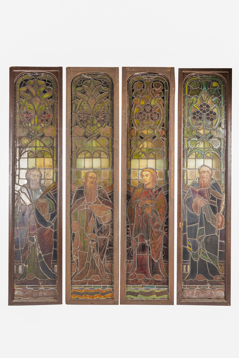 FOUR RELIGIOUS STAINED GLASS